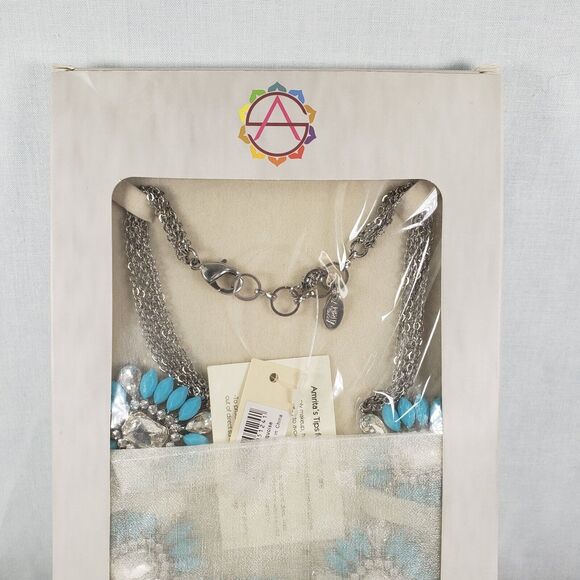 Amrita Singh Majestic Turquoise Austrian Crystal Statement Necklace Gift Box - Picture 13 of 15